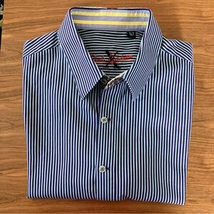 Robert Graham X Purple/Teal Stripe Long Sleeve Shirt Mens XL Flip Cuff